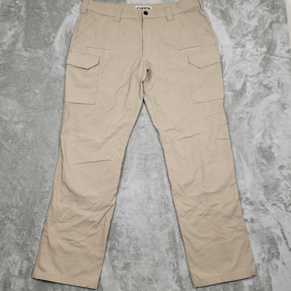 First Tactical Pants Men's 40x33 Beige Ripstop Cargo Pockets Work Utility